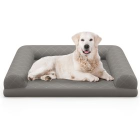 36 Inch Orthopedic Dog Bed, Egg Bubble Dog Cage Bed With 3 Side Pads And Removable Washable Bedspread, Grey
