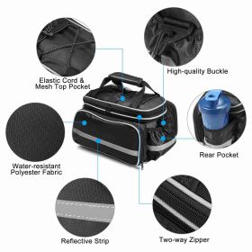 Bike Rear Seat Bag Large Capacity Water Resistant Bike Cycling Trunk Pannier Bag with Removable Shoulder Strap
