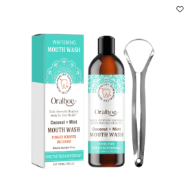 Oralhoe Coconut Mint Mouth Wash, Whitening Teeth Yellow Teeth Stains Tongue Coating Clean  Breath Oral Care