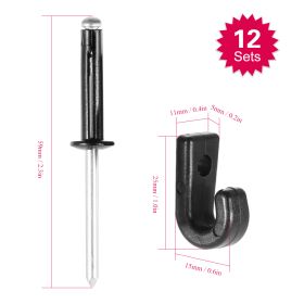 12PCS J Hooks Lashing Hooks Bungee Hooks with 12 Rivets for Kayak Canoe Paddle Board Accessories