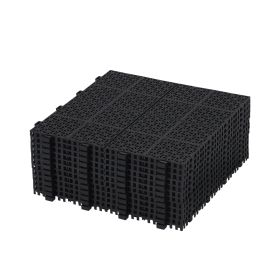12 X 12 Inch Black Interlocking Deck Tiles Plastic Waterproof Outdoor All Weather Anti-slip Bathroom