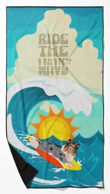 Surfer Dog Blue Merle Sheltie Premium Beach Towel Oversized Towel Beach Blanket, Pool, Beach Essentials, Yoga, Premium Bath Towel, Quick Dry Plush