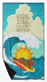 Surfer Dog Ruby Cavalier Spaniel Premium Beach Towel Oversized Towel Beach Blanket, Pool, Beach Essentials, Yoga, Premium Bath Towel, Quick Dry Plush