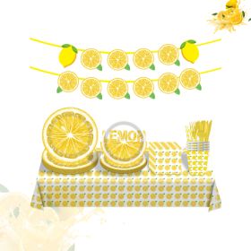 Lemon Series 10 Guest Stamping Tableware Decoration Paper Plate Paper Cup Napkin Set