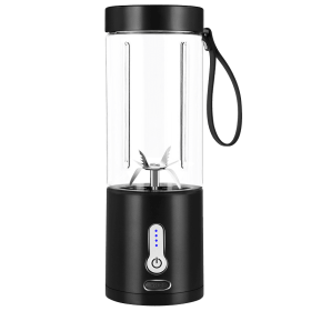 1pc 530ML Powerful Portable Blender For Smoothies Shakes USB Rechargeable Food Processor Fruit Mixer Machine Mini Juicer Blender Cup (Color: black)