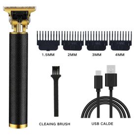 Electric Hair Clipper Cordless Hair Trimmer Set For Hair Cutting; Professional Trimmer USB Rechargeable (Color: black)