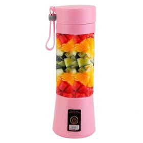 Portable Juicer Blender USB Rechargeable Juicer Cup Fruit Baby Food Mixing Machine with 6 Blades Powerful Motor (Color: pink)