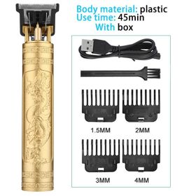 Vintage T9 Cordless 0mm Professional Hair Clippers Electric Trimmers For Men Clipper Hair Cutting Machine (Colour: Gold)
