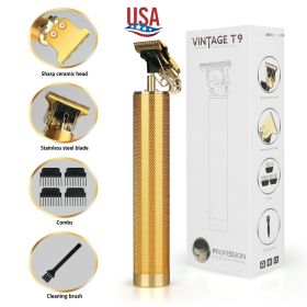 Professional Men's Hair Clippers Cordless Trimmer Cutting Beard Shaver Barber (only pick up) (Color: Gold)