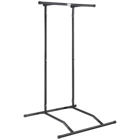 VEVOR Power Tower Dip Station, 2-Level Height Adjustable Pull Up Bar Stand, Multi-Function Strength Training Workout Equipment (Color: black)