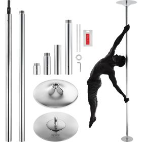 VEVOR Professional Dancing Pole, Spinning Static Dancing Pole Kit, Portable Removable Pole, 45mm Heavy-Duty Stainless Steel Pole (Length Range: 88-108 inches, Steel Pipe Color: Silver)