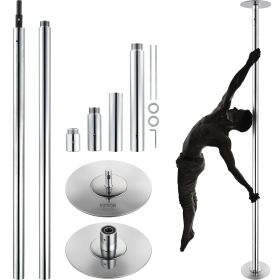 VEVOR Professional Dancing Pole, Spinning Static Dancing Pole Kit, Portable Removable Pole, 45mm Heavy-Duty Stainless Steel Pole (Length Range: 82-108 inches, Steel Pipe Color: Silver)