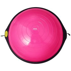 VEVOR Half Exercise Ball Trainer, 26 inch Balance Ball Trainer, 1500lbs Capacity Stability Ball, Yoga Ball with Resistance Bands & Foot Pump (Top Non-Slip Texture: Wavy Pattern, Color: pink)