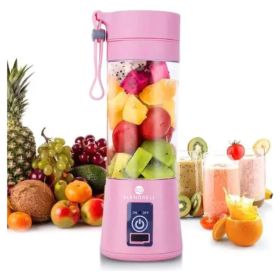 Portable Handheld USB Electric Juice Blender 6 Blades Deluxe Version by Blendrell  Perfect portable tool (Color: pink)